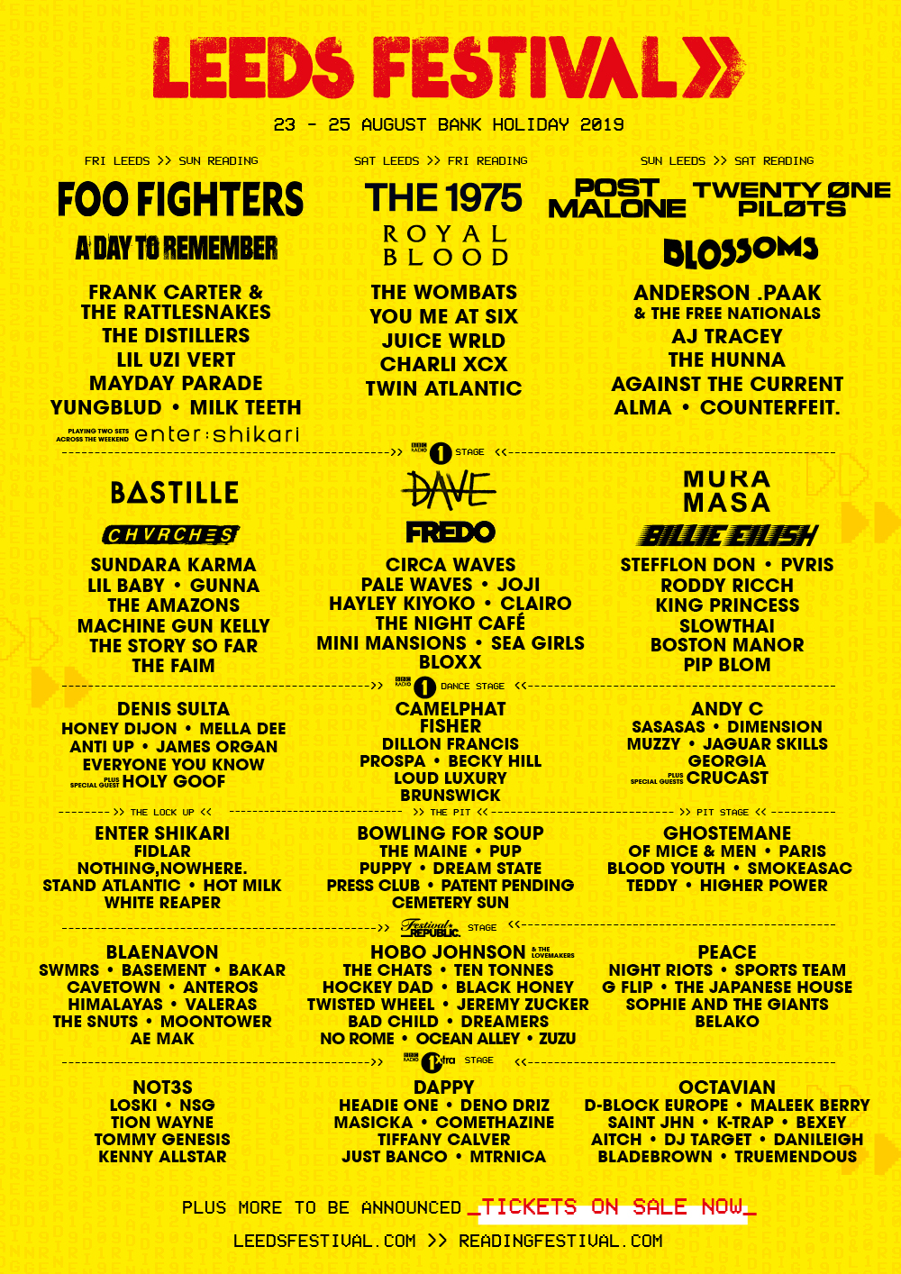 Leeds Line up Poster 2019