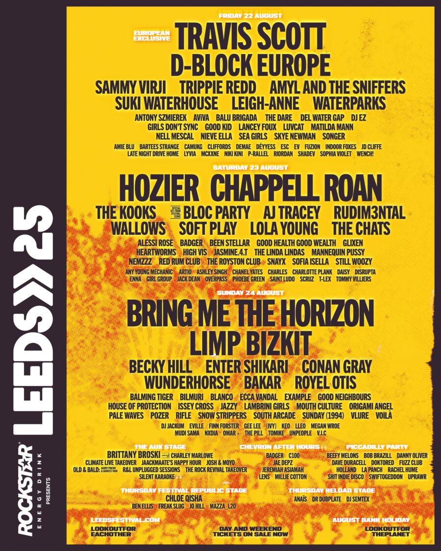 leeds festival 2025 lineup poster