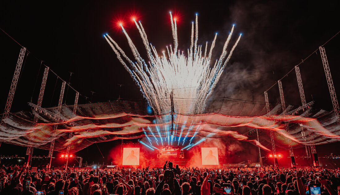 Firework show at Chevron Stage at Leeds Festival