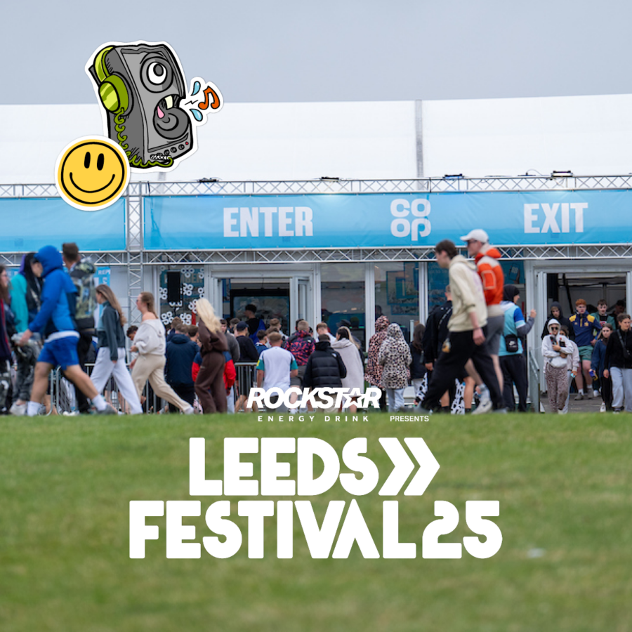 Customers in the queue for Co-Op on site store pop up at Leeds Festival 
