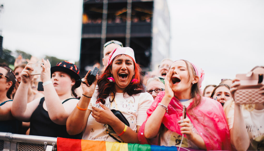 Fans cheering at Leeds Festival 